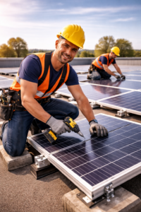 Flachdach Montage PV